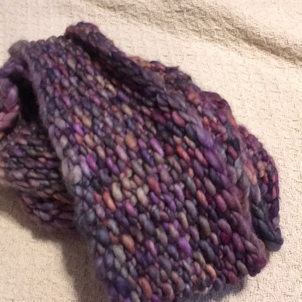 Hand knit hand dyed merino infinity scarf